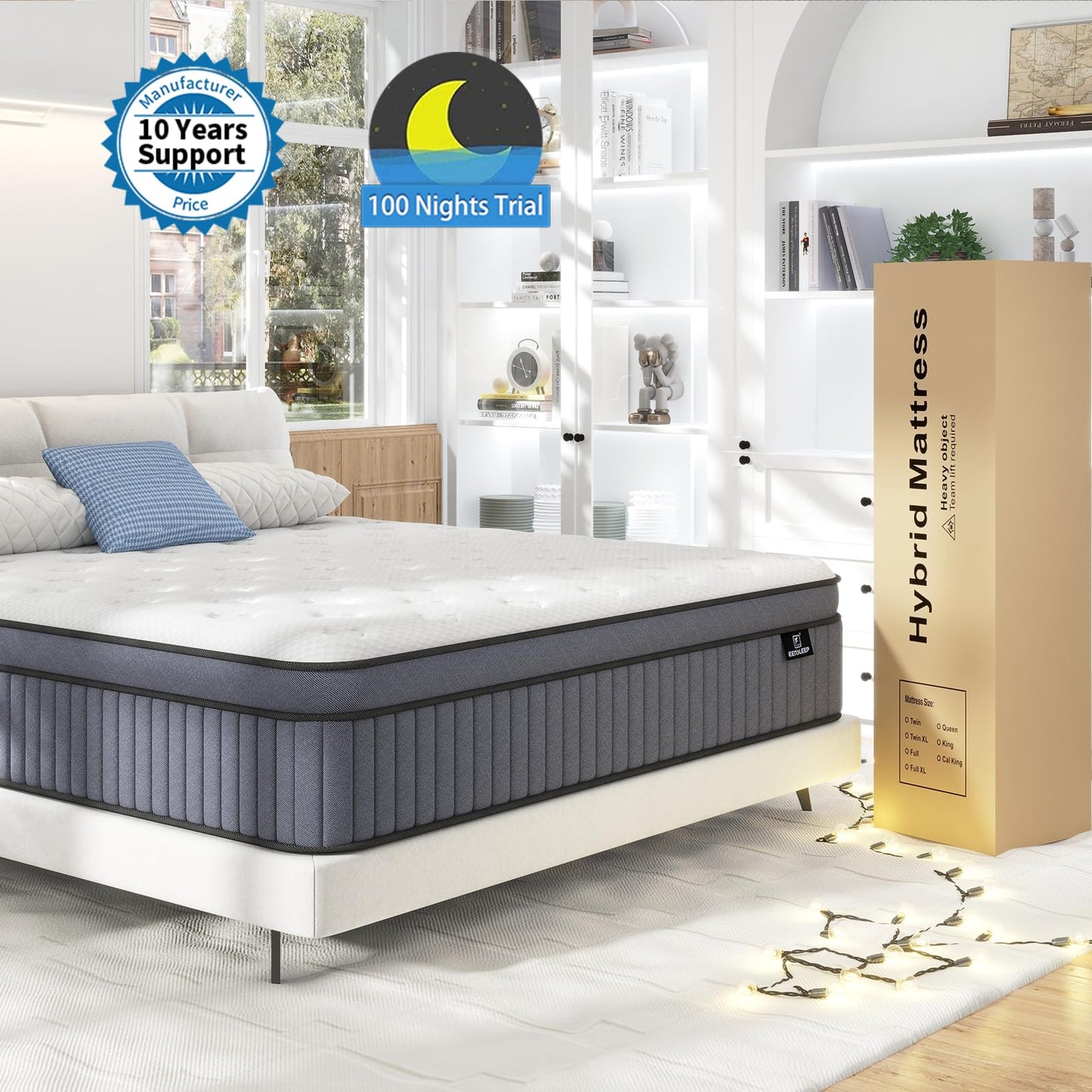 Queen Mattress, 10 Inch Hybrid Mattress in a Box, Queen Size Mattress
