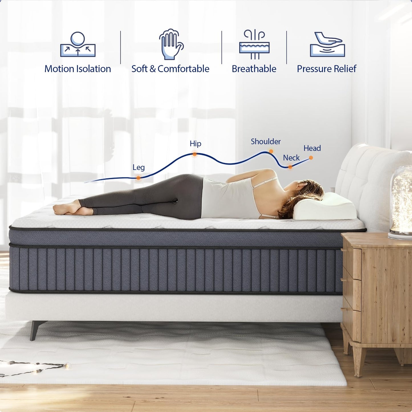 Queen Mattress, 10 Inch Hybrid Mattress in a Box, Queen Size Mattress