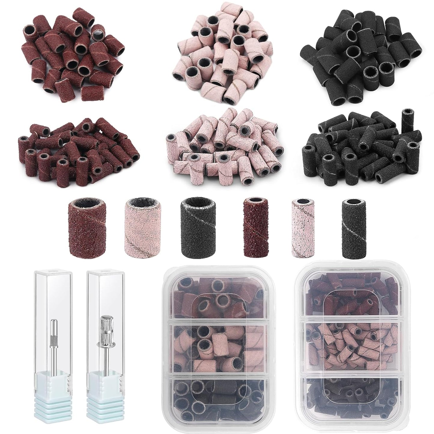 Yokily Small Sanding Bands for Nail Drill, 75PCS 3MM & 75PCS 6MM Nail Drill Sanding Bands for Nails with 2 PCS Mandrel Bit, 80/180/240 Grit for Acrylic Nails Gel Manicures & Pedicure