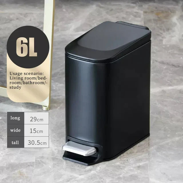Rectangular Narrow Stainless Steel Foot Step Trash Can Gold Wastebasket Garbage Container Foot Pedal Bin for Bathroom Toilet