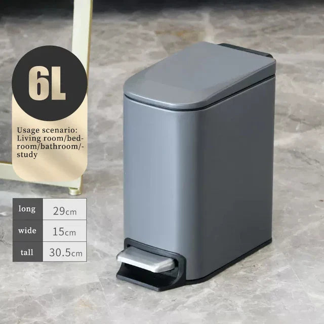 Rectangular Narrow Stainless Steel Foot Step Trash Can Gold Wastebasket Garbage Container Foot Pedal Bin for Bathroom Toilet