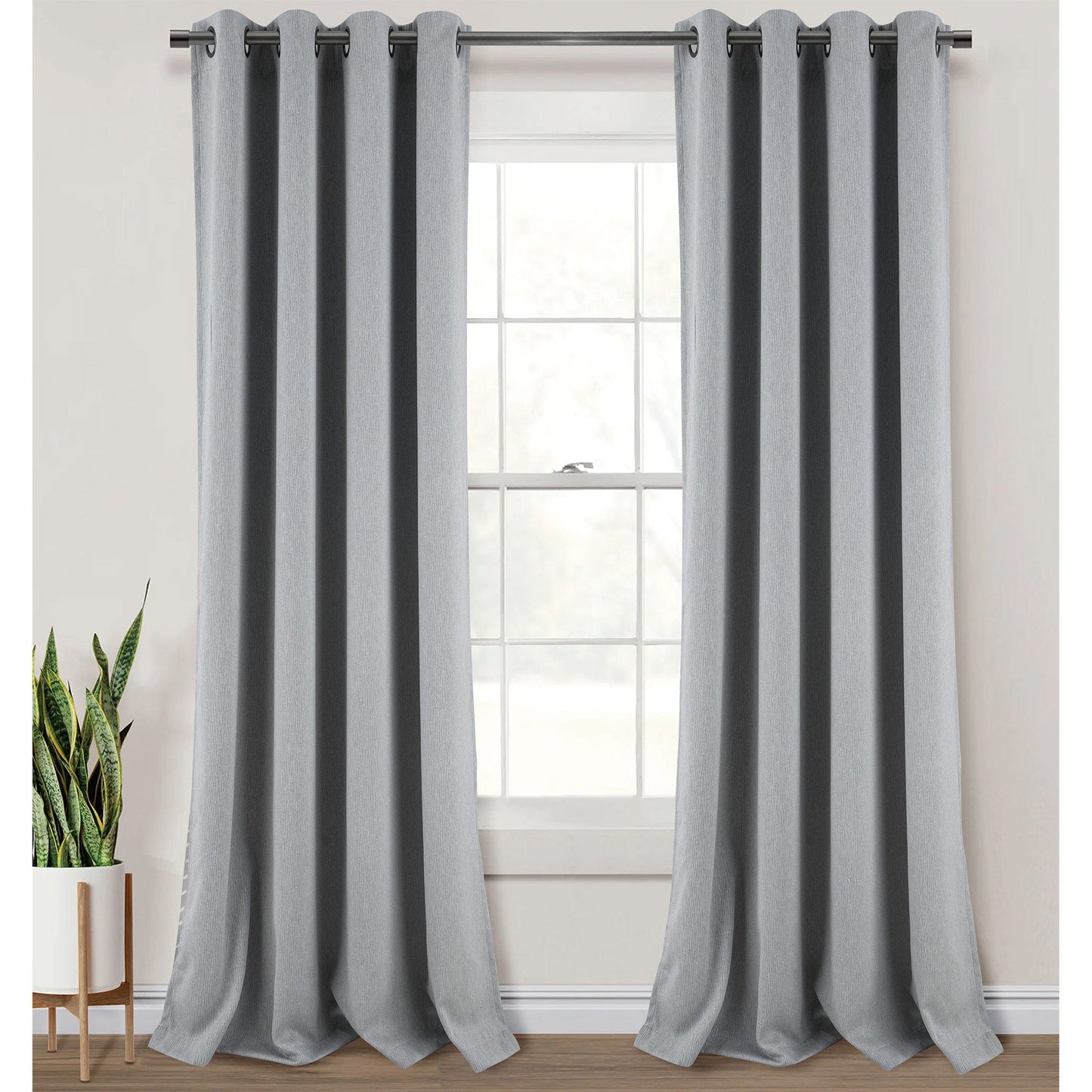 Salem Faux Linen Room Darkening Grommet Window Panel, Silver, 54x84 Inches