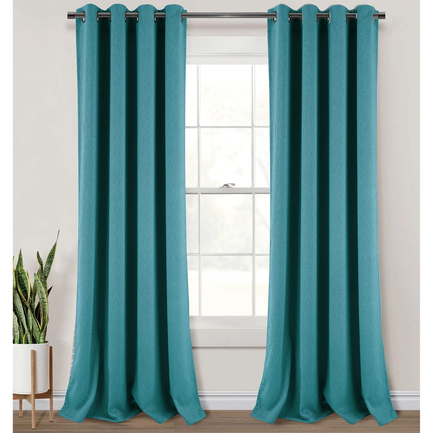 Salem Faux Linen Room Darkening Grommet Window Panel, Blue, 54x84 Inches