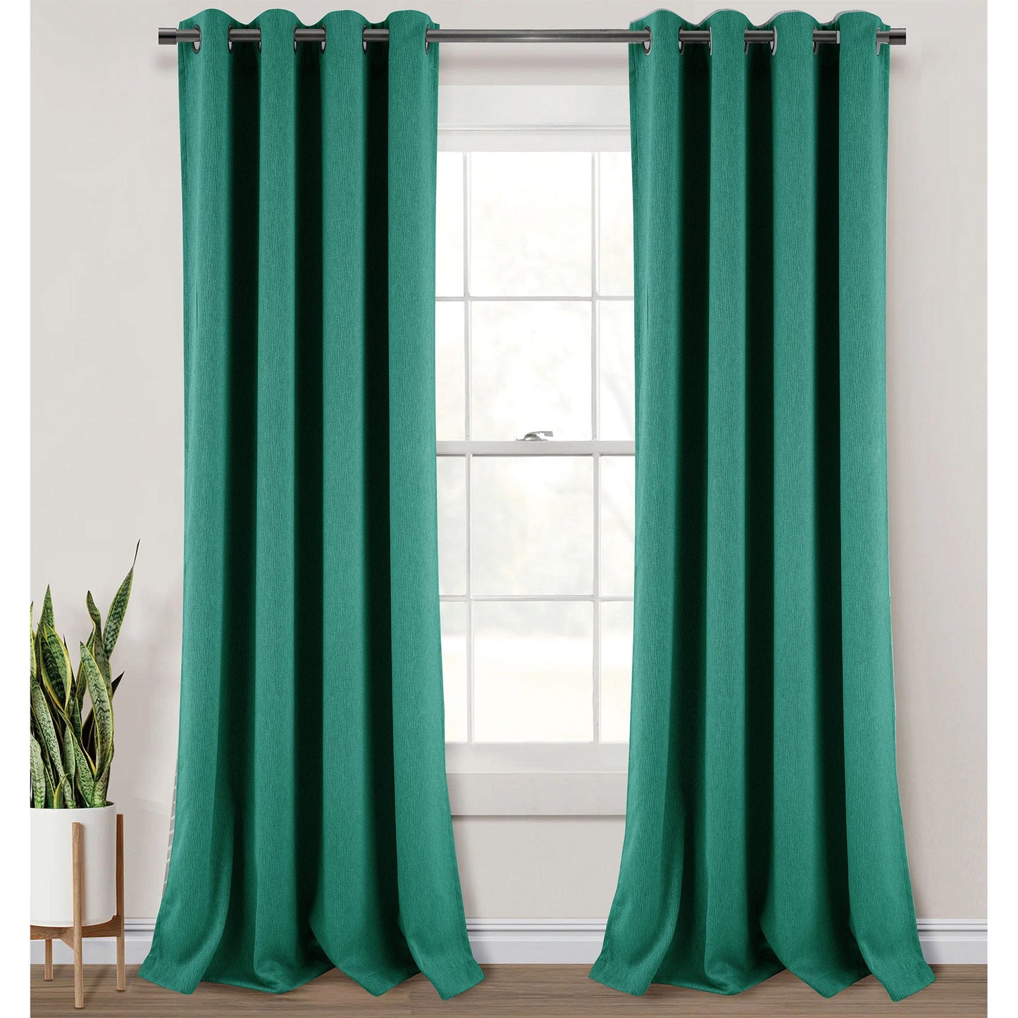 Salem Faux Linen Room Darkening Grommet Window Panel, Green, 54x84 Inches