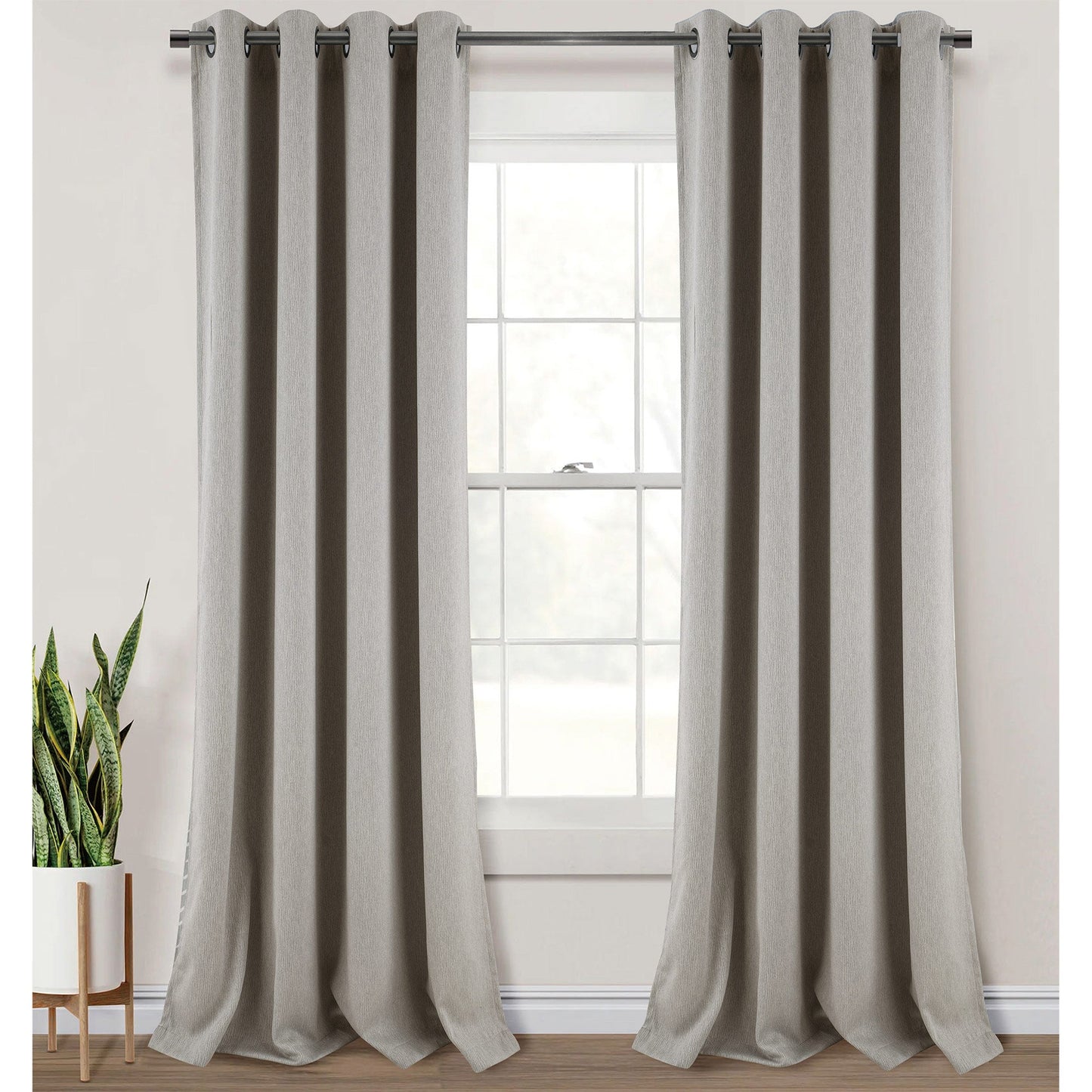 Salem Faux Linen Room Darkening Grommet Window Panel, Taupe, 54x84 Inches