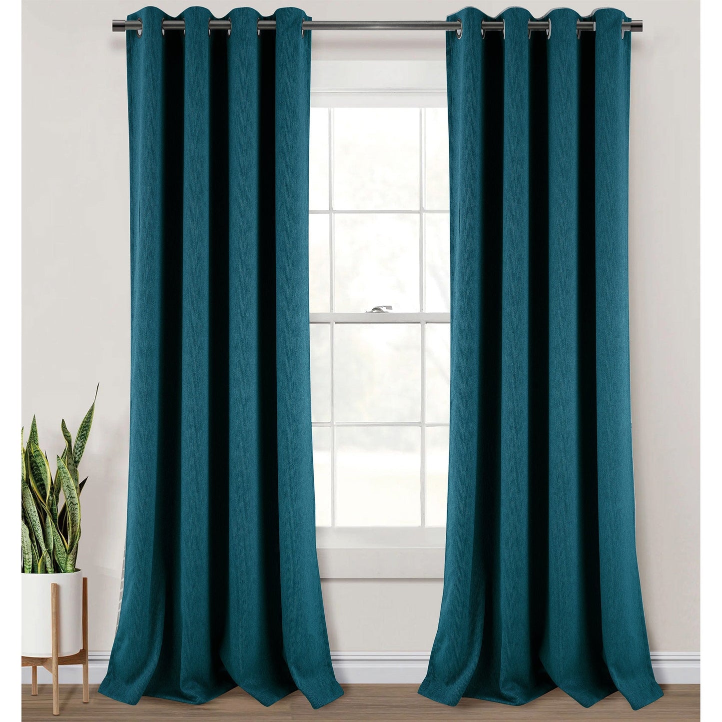Salem Faux Linen Room Darkening Grommet Window Panel, Navy, 54x84 Inches