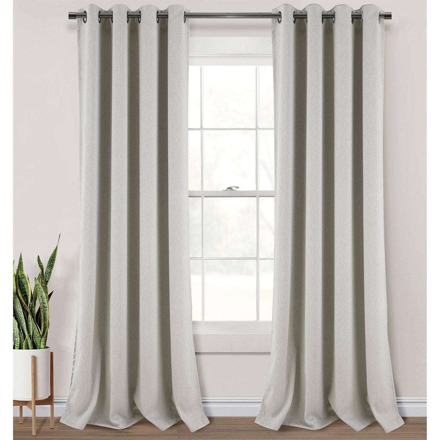 Salem Faux Linen Room Darkening Grommet Window Panel, Ivory, 54x84 Inches