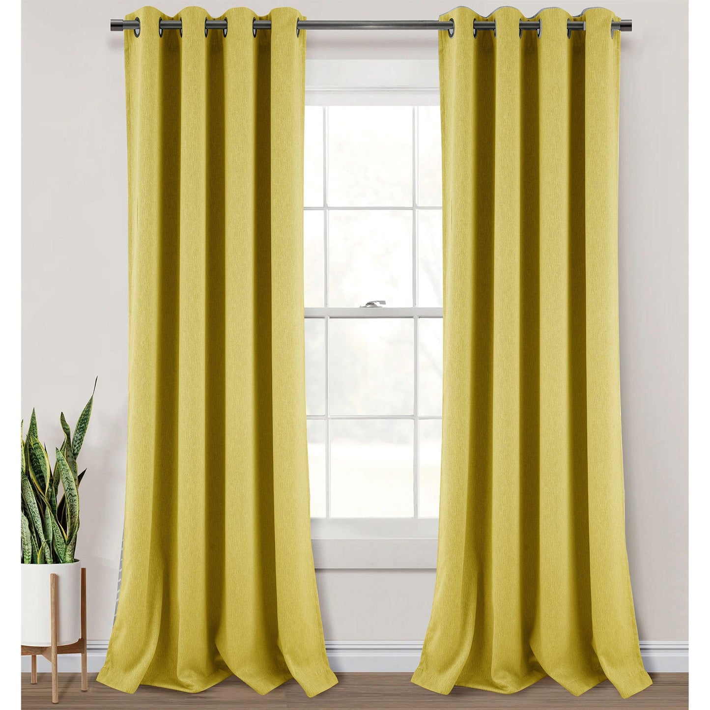 Salem Faux Linen Room Darkening Grommet Window Panel, Mustard, 54x84 Inches