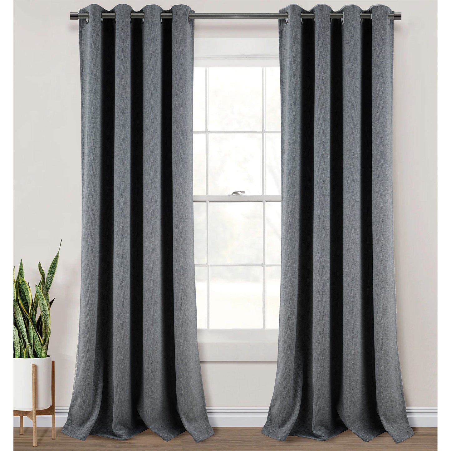 Salem Faux Linen Room Darkening Grommet Window Panel, Gray, 54x84 Inches