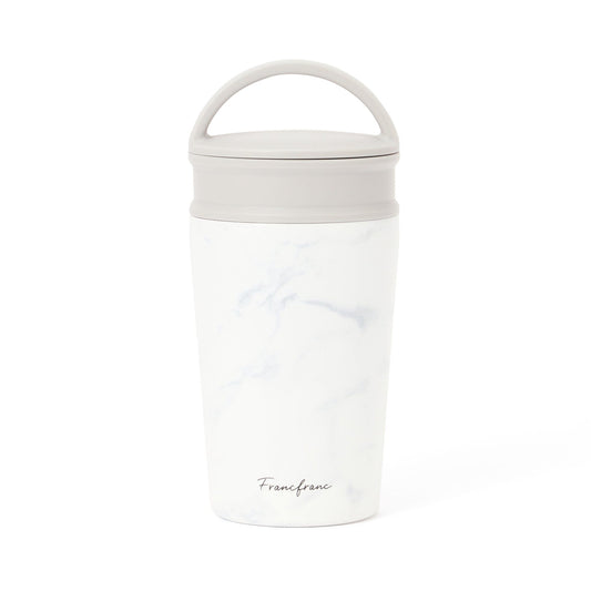 Stainless Steel Tumbler With Handle 270ml  Marble White