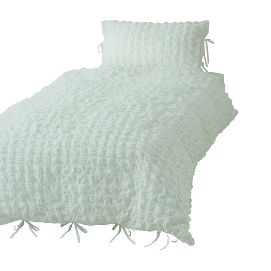 Seersucker Check Comforter Case Single Light Green