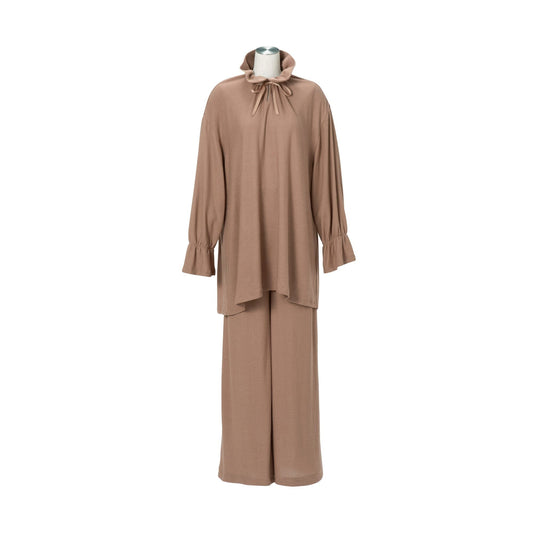 Ruffle Collar Knit Pajama Brown