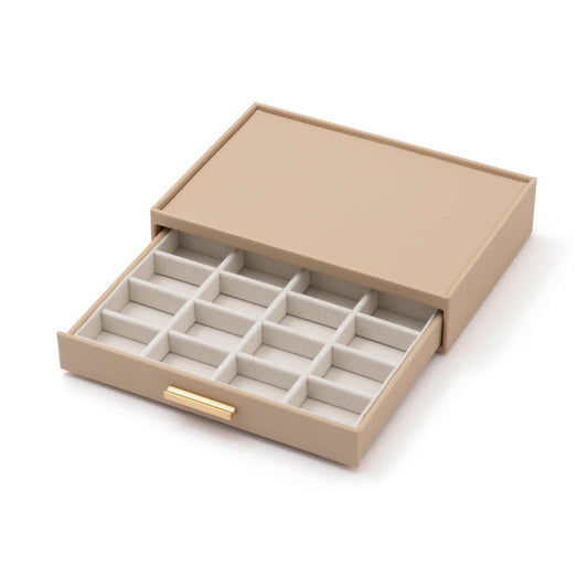 Stacking Jewelry Box Ring Earrings Beige