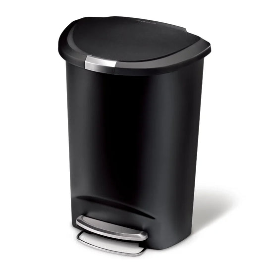 13 Gallon Plastic Step On Trash Can, Semi Round Kitchen Garbage Can, Multiple Colors