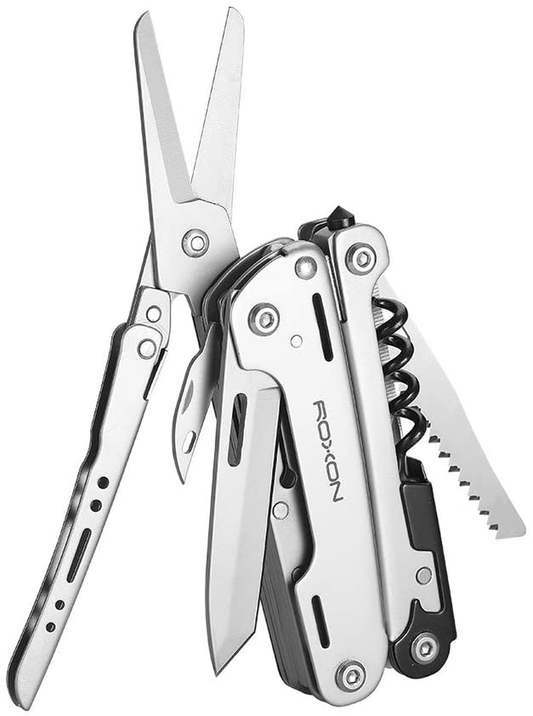 ROXON S801S STORM 16 in 1 Multitool Pliers EDC for Camping, Outdoor with Lockable Saw Blade with Nylon Case (S801S)