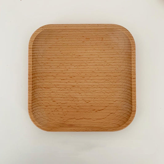 Solid Wood Round Square Simple Snack Dish Tray