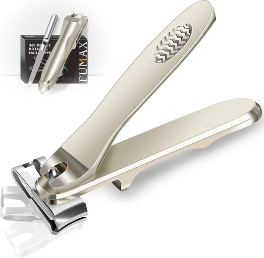 Toenail Clippers for Seniors Men 360 Degree Rotary, Long Handle Heavy Duty Fingernail Clippers, Ultra Sharp Stainless Steel Curved Blades, Easy Grip Effortless Nail Cutters with Nail File