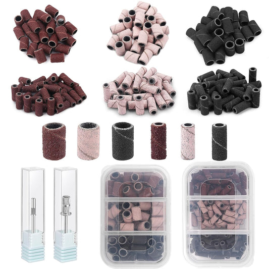 Yokily Small Sanding Bands for Nail Drill, 75PCS 3MM & 75PCS 6MM Nail Drill Sanding Bands for Nails with 2 PCS Mandrel Bit, 80/180/240 Grit for Acrylic Nails Gel Manicures & Pedicure