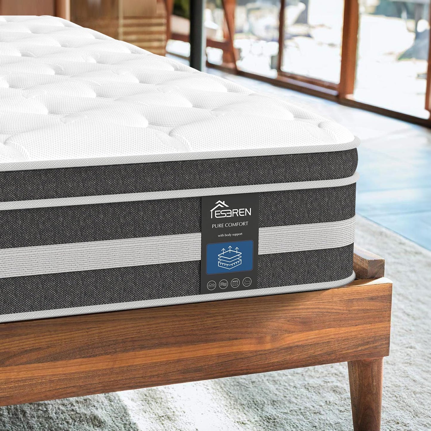 Twin Mattress 12 inch, Breathable Twin Mattress in a Box, Individual Pocket Spring Hybrid