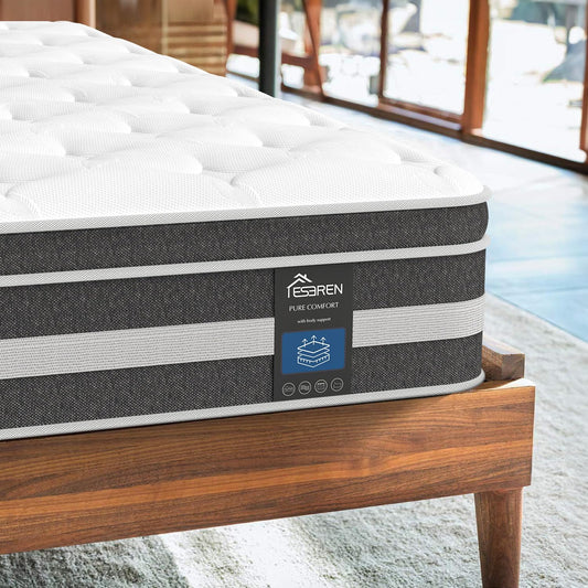 Twin Mattress 12 inch, Breathable Twin Mattress in a Box, Individual Pocket Spring Hybrid
