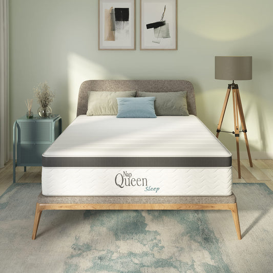 Queen Mattress, 8 Inch Maxima Hybrid Cooling Gel Infused Memory Foam and Innerpring Mattress