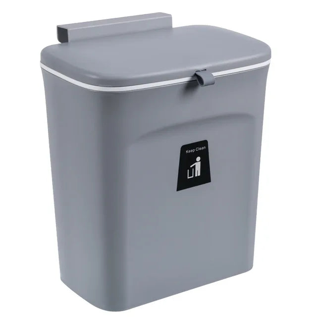 Waste Bin Hanging Trash Can with Lid Large Capacity Kitchen Recycling Garbage Basket Cabinet Door Bathroom Wall Mounted Dustbin
