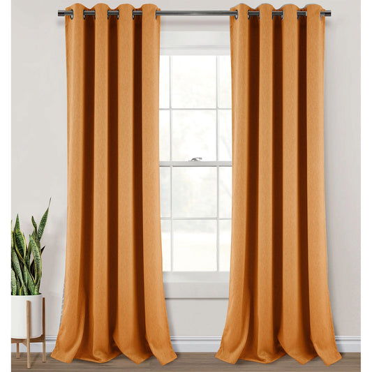 Salem Faux Linen Room Darkening Grommet Window Panel, Terracotta, 54x84 Inches