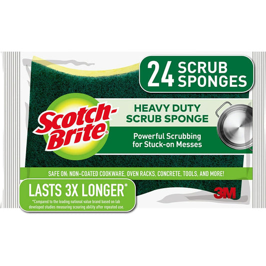 Scotch-Brite 4-Pack Heavy Duty Cleaning Scrub Sponge, Yellow-Green