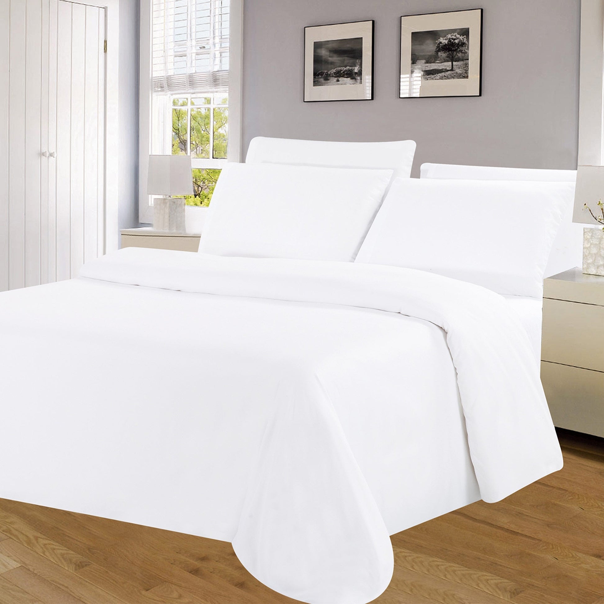 Winston 4 Piece Microfiber Wrinkle Free Sheet Set, White, Twin