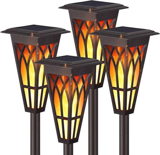 Solar Torch Lights Outdoor, 2 Lighting Modes with Dancing Flickering Flames, Waterproof IP65 Auto On/Off Flickering Solar Lights Outdoor, Solar Tiki Torches Decoration Lights for Path Yard Garden